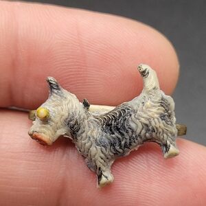 Vintage Adorable Terrier Brooch - Cream and Black